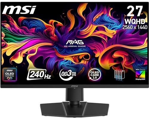 MSI MAG 273QP QD-OLED X24 - Gaming-monitor - 26,5 inch - WQHD - Quantum Dot OLED-paneel - 240 Hz - 0,03 ms