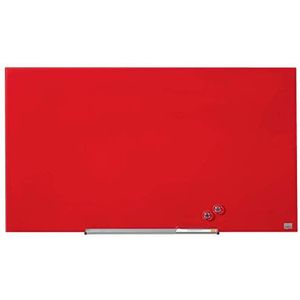 Nobo Magnetisch glazen whiteboard met plank, afneembaar, 1000 x 560 mm, InvisaMount, Gamma Impression Pro, rood, 1905184