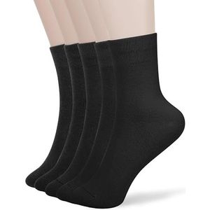 FGZ Dames dunne katoenen sokken, zachte katoenen bootie sokken vrouwen boven de enkel crew sokken 5-10 paar, 01-zwart (5 paar), 9-11