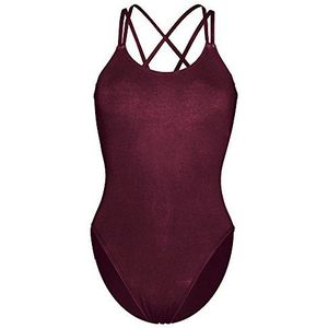 Capezio Hemdpakje met dubbele rugriem, stijlvol dans- of gymnastiekpakje, danspakje met ronde hals, danspakje dat vrouwen kunnen dragen voor ballet, jazz en andere dansstijlen - bordeaux, M (Medium)