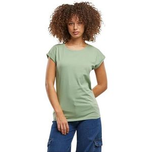 Build Your Brand Dames T-Shirt Dames Extended Shoulder Tee, Lang gesneden T-shirt voor Vrouwen, Katoen, Paleleaf, XL