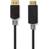 Nedis DisplayPort-kabel | DisplayPort-stekker | HDMI™-stekker | 4K @30Hz | verguld | 1,0 m | rond | PVC | antraciet | box