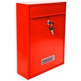 Relaxdays stijlvolle brievenbus - afsluitbare klapdeur - met naambordje - wandbrievenbus - rood