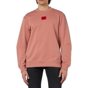 HUGO Diragol212 Sweatshirt voor heren, van katoen-terry met rood logo-label, Light/pastel Red634, L