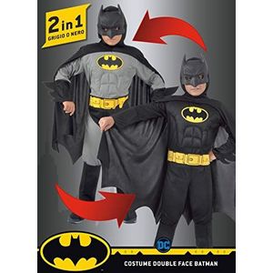 Batman 2-in-1 (Classic/Dark Knight) costume disguise boy official DC Comics (Size 8-10 years) with padded muscles