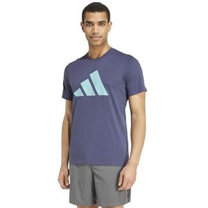 adidas Heren Train Essentials Feelready Logo Training Tee, shadow navy/mint ton, S