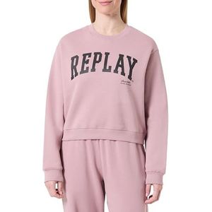 REPLAY Dames Sweatshirt Cropped, Powder Rose 465 (roze), M