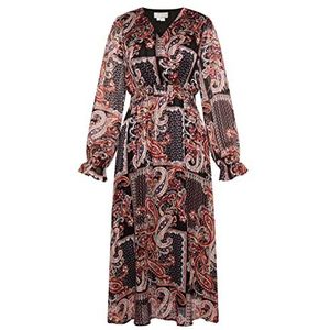 IDONY Maxi-jurk voor dames, met paisley-print, Zwart meerkleurig., L