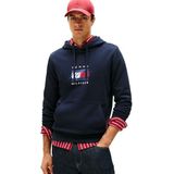 Tommy Hilfiger Heren LINEAR FLAG GRAPHIC HOODIE MW0MW41332 Pullover Hoodie, Blauw, XS, Blauw (Woestijnhemel), XS