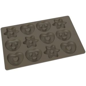 LURCH FlexiForm Bakvorm voor mini-peperkoek, pretzels, harten en sterren, premium platina silicone, 20 x 30 cm