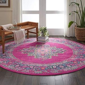 Amazon merk - Nourison Passion Bohemian Area Rug 8'XROUND Fuchsia