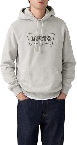 LEVI'S - Sweatshirt - Grijs Gemêleerd/Zwart - Capuchon - Lange Mouw