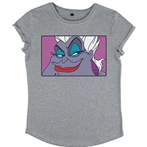 Disney Women's The Little Mermaid-Ursula Eyes Organic Rolled Sleeve T-Shirt, Melange Grey, S, grijs (melange grey), S