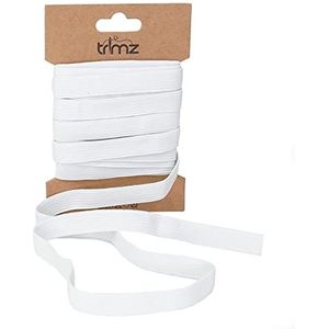 Trimz Gevlochten plat Elastisch, Wit, 12mm x 5m