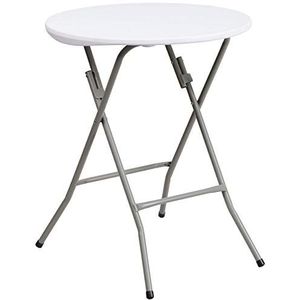 Flash Furniture Klaptafel voor 4 personen, ronde bistrotafel van kunststof, waterdichte en vuilafstotende campingtafel voor binnen en buiten, wit, 60,96 cm rond