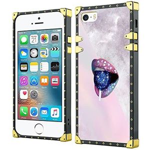 Hoes voor iPhone 7/8/SE2 met vierkante rand, Eating A Lollipop flexibele premium anti-kras beschermhoes voor iPhone 7/8/SE2