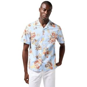 SS Resort Shirt - Blauw - Geweven Overhemd - 100 procent Katoen - Relaxed Pasvorm