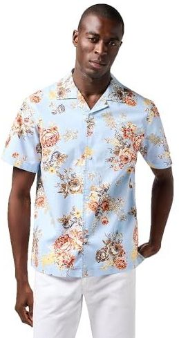 SS Resort Shirt - Blauw - Geweven Overhemd - 100 procent Katoen - Relaxed Pasvorm