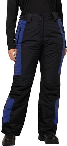 Ulla Popken - Functionele Broek - Donkerlila/Zwart - Licht Gevoerd - Color-Blocking