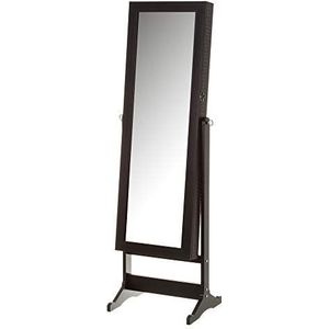LOLAhome Sieradenspiegel zwart van hout en glas 150 x 38 x 44 cm