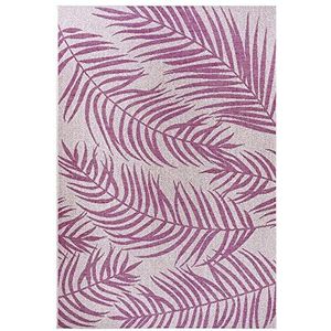 NORTHRUGS Outdoor tapijt Palmera (70x140 cm, bloemendesign, 100% polypropyleen, duurzaam en onderhoudsvriendelijk, uv-bestendig, woonkamer, balkon, terrastuin) roze crème, 70x140