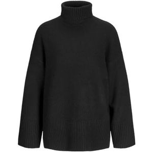Jack & Jones JXALIA Diverse Roll Neck Knit, Zwart/Detail:/Moonbeam Neck Piping, M