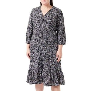 usha Dames midi-jurk met bloemenprint 10526547-US01, zwart meerkleurig, XL, Midi-jurk met bloemenprint, XL