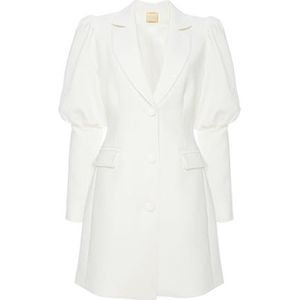 Swing Fashion Witte Miriam jurk met snit van het jasje 40 (L) met pofmouwen | Ideaal voor feestjes, recepties, communies, doopfeesten of bruiloften, wit, 40