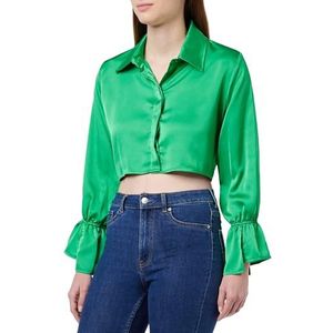 LEOMIA Cropped-blouse voor dames, groen, S