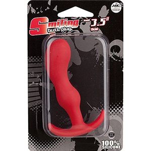 NMC Smiling Butt Plug - Siliconen Analplug - medium, 9,5 cm lang - diameter 26 mm, rood, 1 stuk