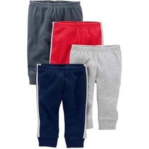 Simple Joys by Carter's Uniseks babybroek (verpakking van 4 stuks), donkerblauw/donkergrijs/grijs gemêleerd/rood, 0-3 Maanden