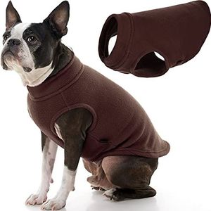 Gooby - Stretch fleece vest, pullover fleece vest jas trui voor honden, bruin, grote lengte (13 inch)