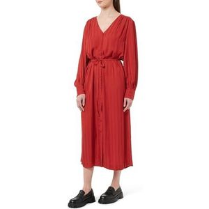 Gantvoor vrouwen. 4503360 Gestreepte rode satijnen overhemdjurk (34), Rood, Casual, Viscose, Lange mouwen