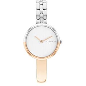 Calvin Klein Analoge Quartz Horloge voor dames met Rose goud gekleurde RVS armband - 25200281, Zilver, armband