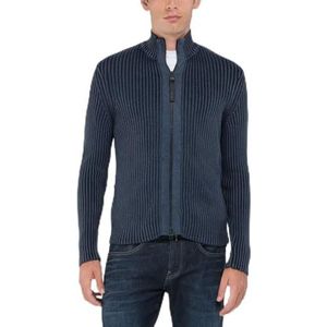Replay Gebreid herenvest regular fit met ritssluiting, 789 Petrol Blue, XL