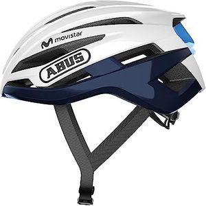 ABUS StormChaser Racefiets Helm - Lichte en comfortabele Fietshelm voor Professionele Wielrenners, voor Dames en Heren - Wit / Blauw, Maat S