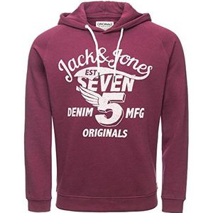 JACK & JONES Heren Regular Fit capuchontrui Jjorraffa Sweat Hood, Violet (Burgundy Detail:regenhood), M