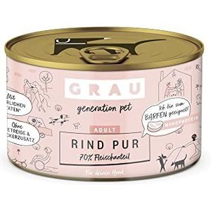 GRAU - het origineel - Natvoer voor honden - Puur rundvlees, 6-pack (6 x 200 g), monoproteïne, voor volwassen honden