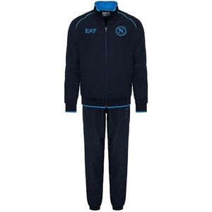 SSC Napoli Lichte overall, blauw, EA7, officieel product, SSCN-logo, zomer, zijzakken, ritssluiting, S