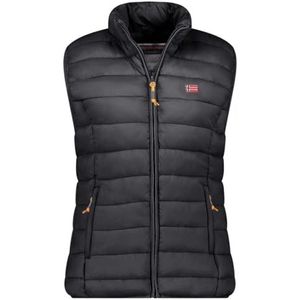 Geographical Norway Vatikolorama Lady Basic - Damesvest, warm, gewatteerd, mouwloos, herfst, winter, lente, zomer, warme jas, donsjack met korte mouwen, jasje (zwart XXL), Zwart, XXL