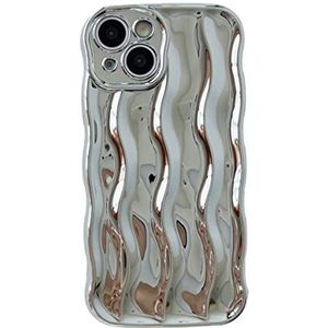 Caseative Zacht frame met krullend golvend patroon, compatibel met iPhone-hoesje (zilver, iPhone 14 Pro Max)