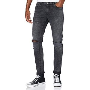 Urban Classics Heren Broek Slim fit jeans, Black Washed, 30W / 32L