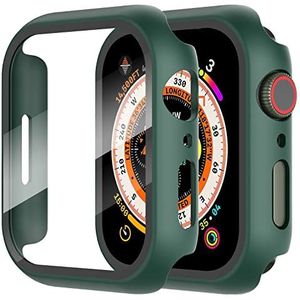 Diruite 2 Stuks Case voor Apple Watch Series 9/8/7 45mm Gehard Glas Bescherm Screen Protector,HD Allround Bescherming Hoesje Hardheid PC Cover voor iWatch 45mm Beschermhoes
