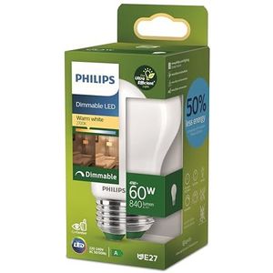Philips Ultra Efficient LED lamp Mat - 60 W - E27 - Dimbaar warmwit licht - Energielabel A