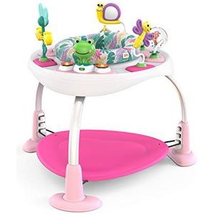 Bright Starts, Bounce Bounce Baby 2-in-1 activiteitencentrum-trui en tafel - speelse handpalmen met 7 interactief speelgoed, in hoogte verstelbaar, opbergtas, 360° rotatie, leeftijd 6 maanden, roze