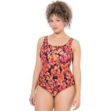 Ulla Popken Badpak  geel / donkeroranje / zwart