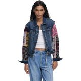 Spijkerjack met gecombineerde mouwen