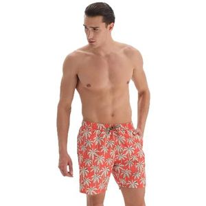 Dagi Heren bedrukte zwemshorts, Oranje - ecru, S