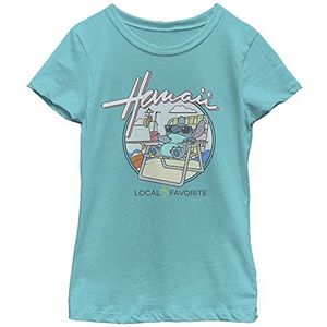 Disney Lilo & Stitch Local Favorite Girl's Solid Crew Tee, Tahiti Blue, XS, Tahiti Blue, XS