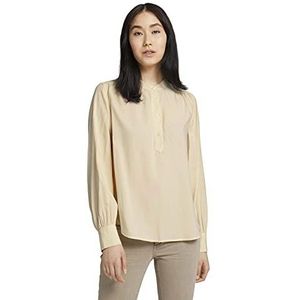 TOM TAILOR Dames blouse met opstaande kraag 1027074, 27469 - Smooth Light Sand, 38